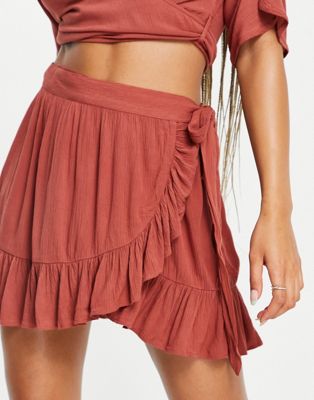 Femme Iisla & Bird - Exclusivité  - Jupe portefeuille de plage - Rouille
