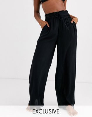 Pantalons larges Iisla & Bird - Exclusivité - Pantalon de plage à cordon de serrage - Noir