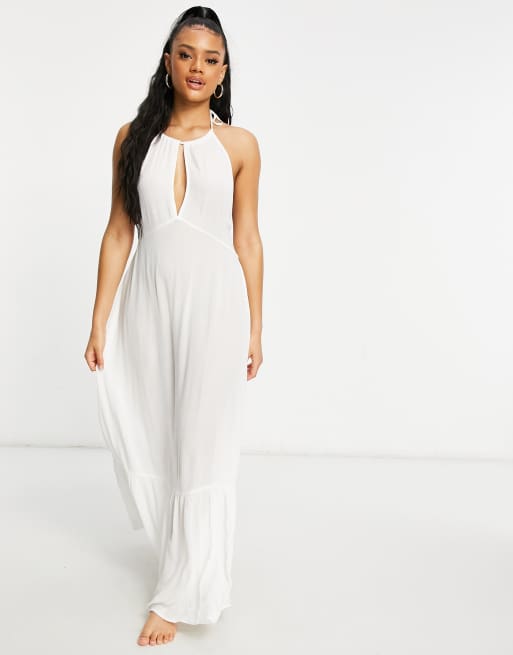 Iisla & Bird - Exclusivité - Robe de plage longue à volants étagés - Blanc  
