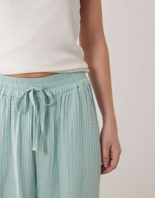 Iisla & Bird flowy wide leg trouser in dusky blue, 5 of 5
