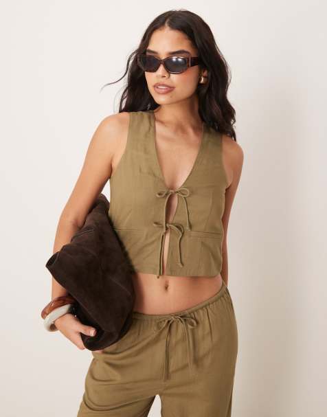 Iisla & Bird - Gilet de costume d'ensemble de plage avec doubles liens - Vert olive - view 1
