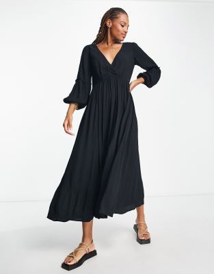 kimono beach maxi summer dress in black