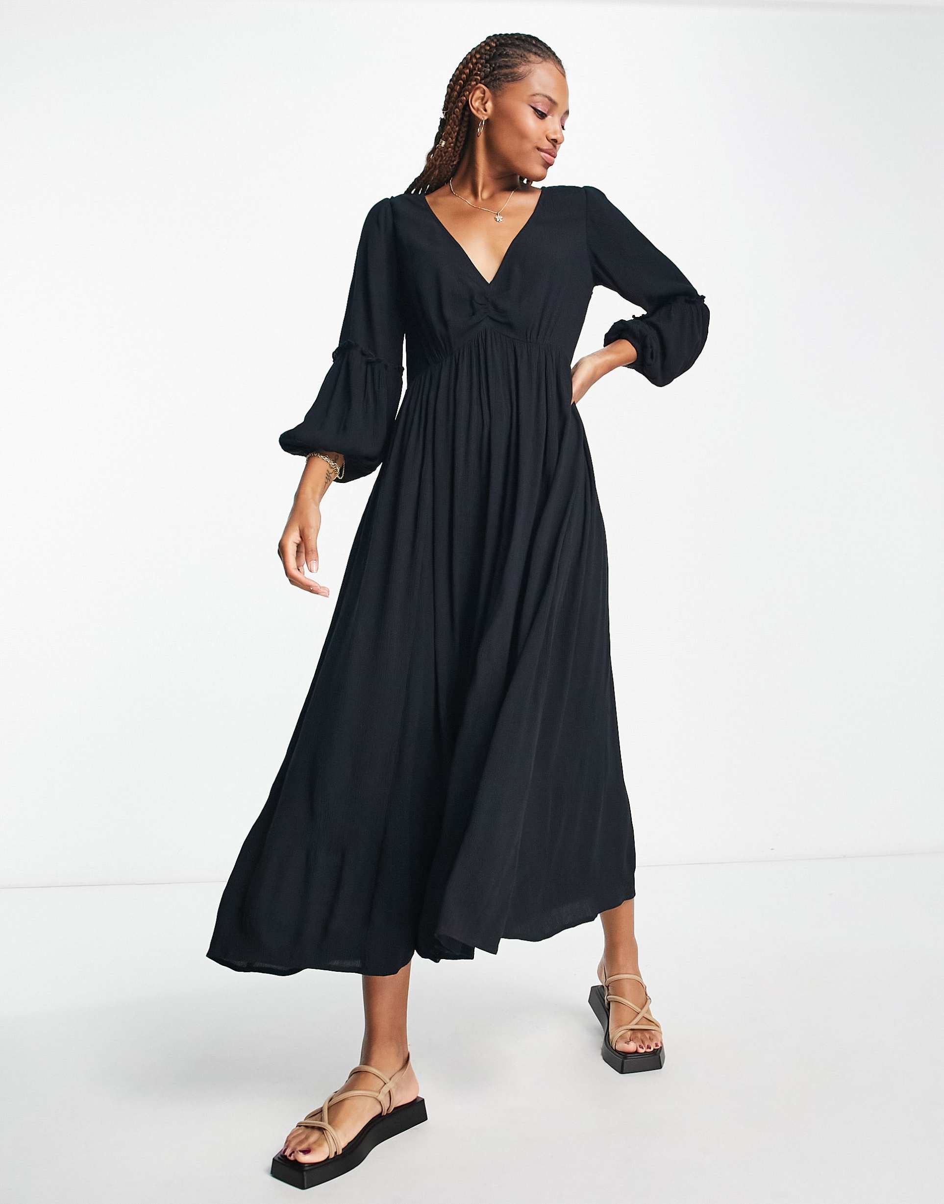 iisla & bird kimono beach maxi summer dress in black