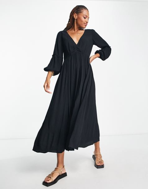 IIsla & Bird kimono beach maxi summer dress in black 