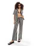 [Iisla & Bird] Iisla & Bird knitted stripe beach pants in black and white (part of a set)-Multi 6 Black and white