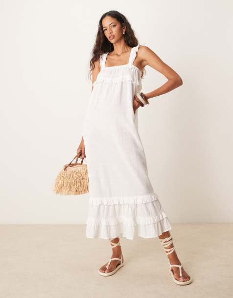 Iisla & Bird – Langes Strandkleid in Weiß mit Rüschen - view 1