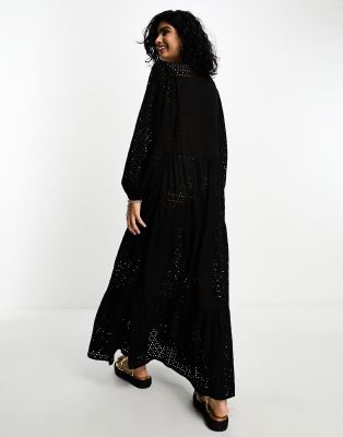 ⭐️試着のみ⭐️ SHISHIKUI eyelet long / BLACK Iisla & Bird long sleeve maxi eyelet summer dress in black | ASOS