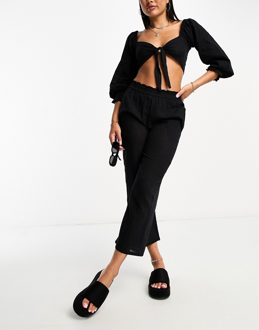 IIsla & Bird loose fit beach summer trouser co-ord in black