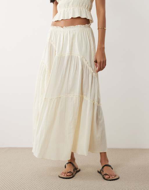 Iisla & Bird - Maxi rok met ruches in crème, 2 van 5