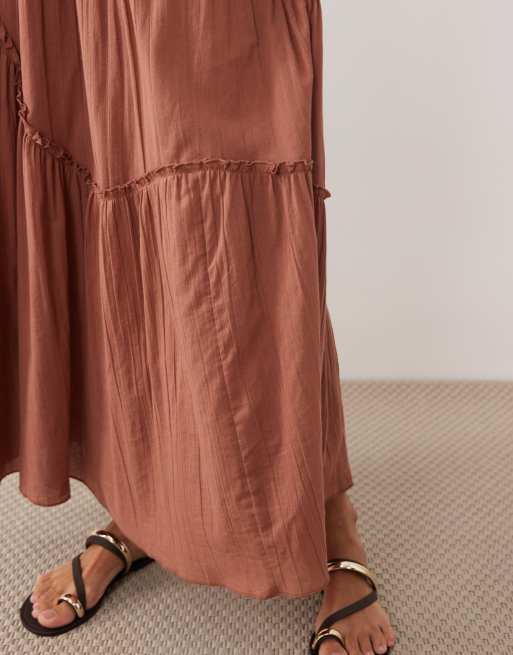 Iisla & Bird maxi ruffle skirt in mocha brown, 5 of 5
