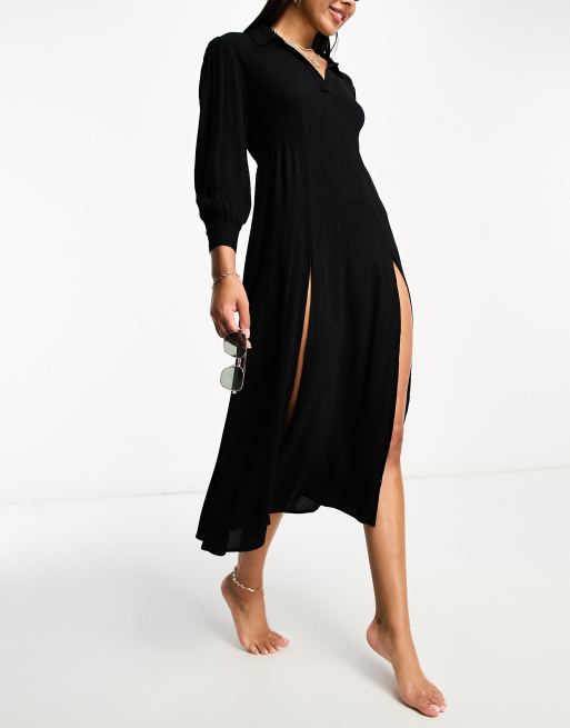 Topshop pleated best sale midi shirt dress