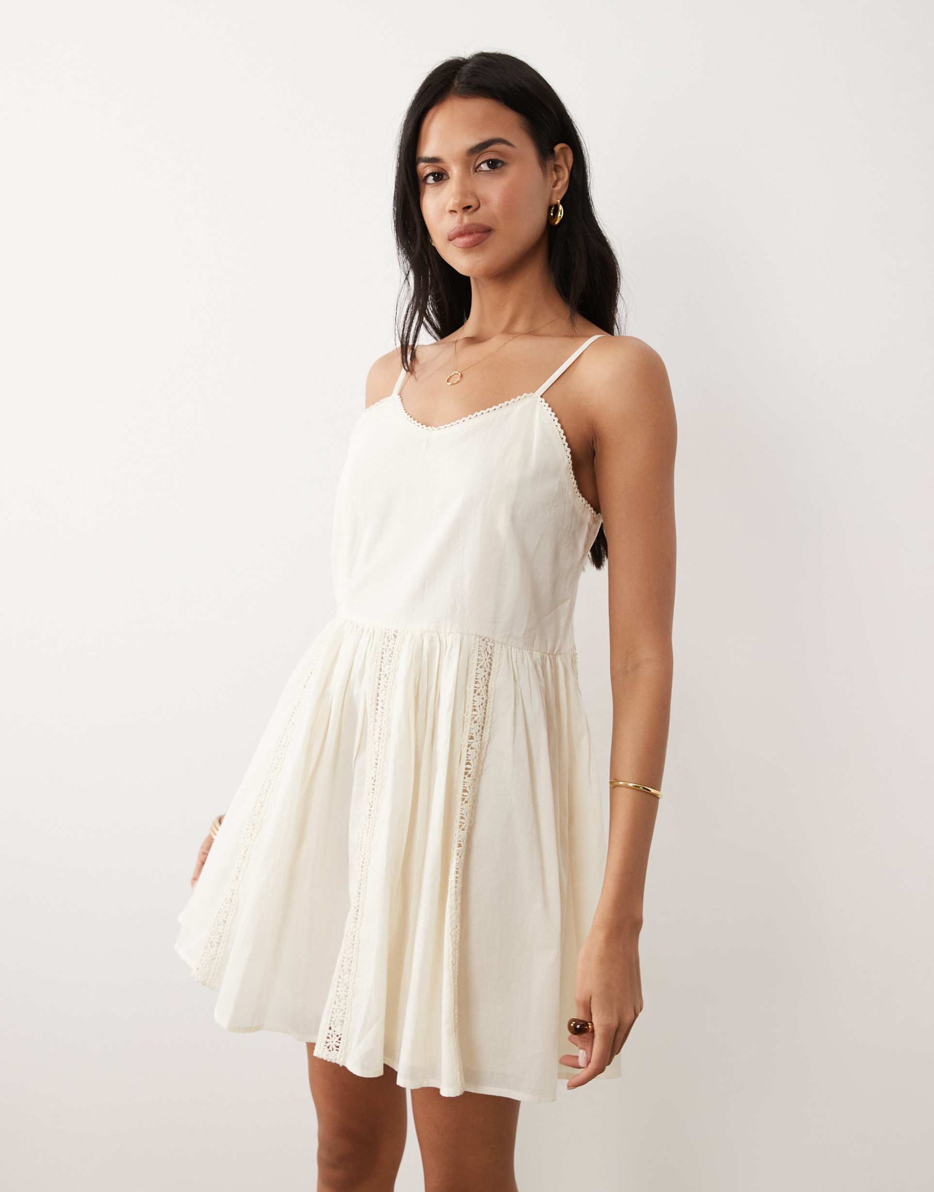 iisla & bird mini dress with picot trim in butter yellow