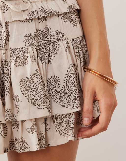 Iisla & Bird mini rara skirt in black and beige paisley print, 4 of 5