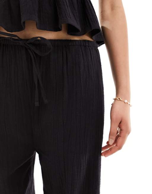 IIsla & Bird narrow waist beach trouser co-ord in black, 5 of 5