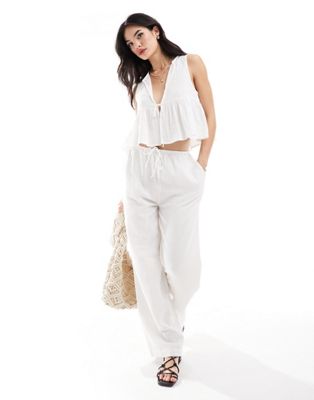 IIsla & Bird narrow waist beach trouser co-ord in white