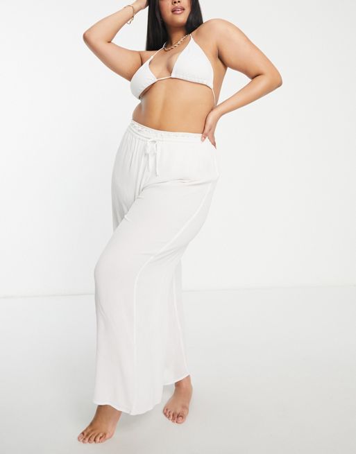 Iisla & Bird Exclusive beach drawstring pants in white