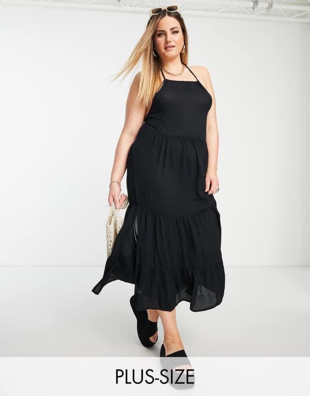 Iisla & Bird Plus Exclusive maxi beach summer dress in black