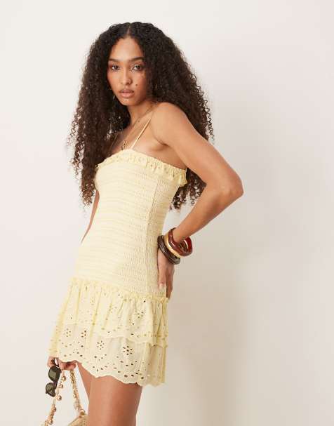 Iisla & Bird ruched mini beach dress in yellow - view 1