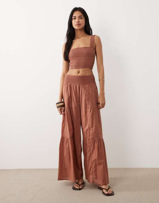 Iisla & Bird shirred cami top in mocha brown, 2 of 4
