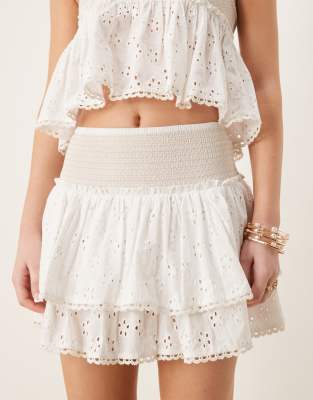 Iisla & Bird Shirred Eyelet Mini Tiered Beach Skirt