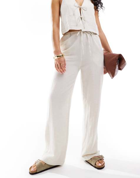 Iisla& Bird skinny waistband beach trouser co-ord in stone - view 1