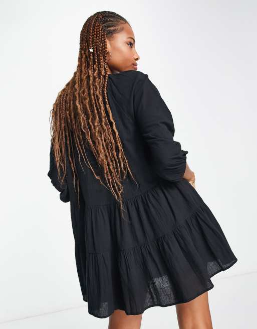 Iisla & Bird smock beach summer dress in black  , 3 of 4