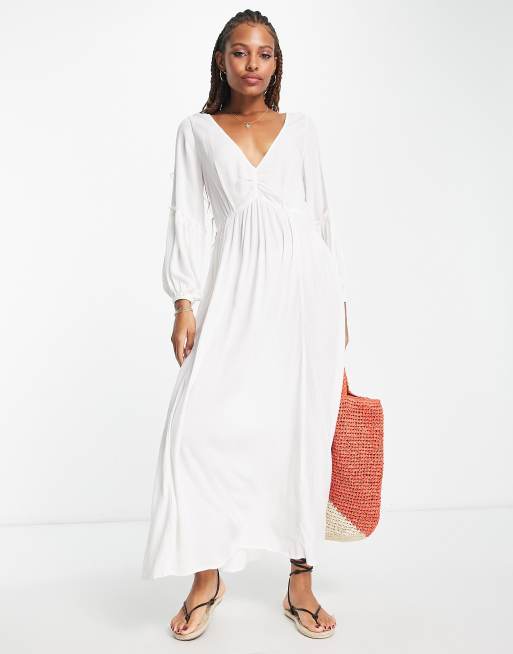 Iisla & Bird – Sommerliches Kimono-Strandkleid in Cremeweiß  