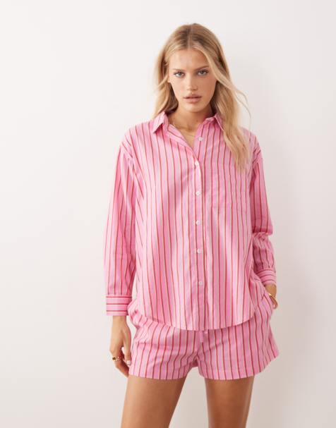 Iisla & Bird - Strand-co-ord set in roze en rood - view 1