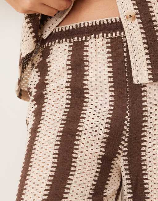 Iisla & Bird stripe crochet beach pants in brown and cream - part of a set, 2 of 5