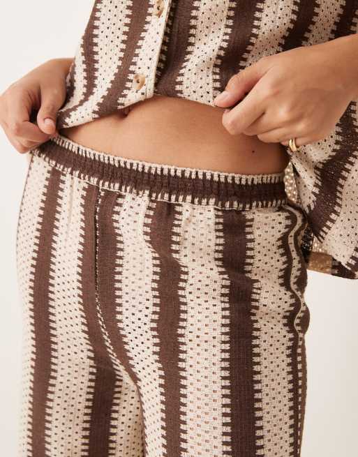 Iisla & Bird stripe crochet beach pants in brown and cream - part of a set, 5 of 5