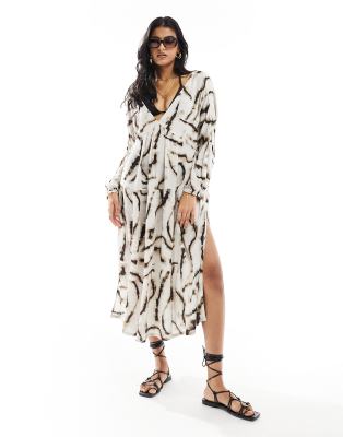 Iisla & Bird tie dye long sleeve maxi beach dress