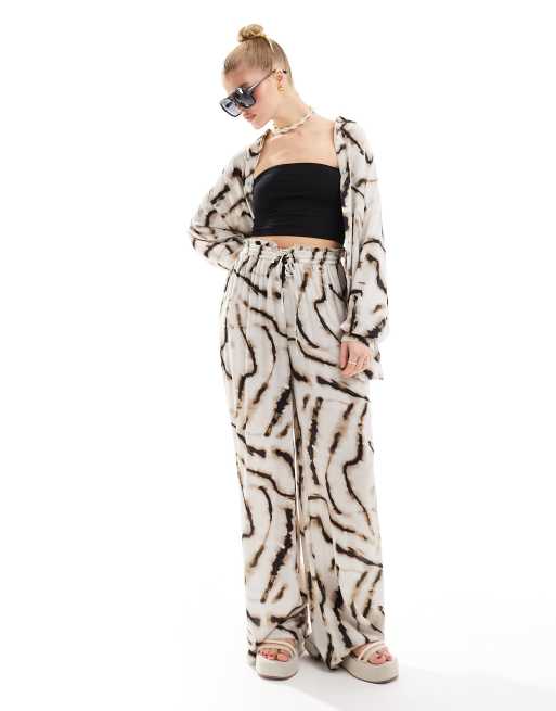 Iisla & Bird tie dye loose fit beach pants in cream