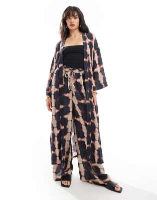 Iisla & Bird Iisla & Bird tie dye maxi beach kimono co-ord in multi