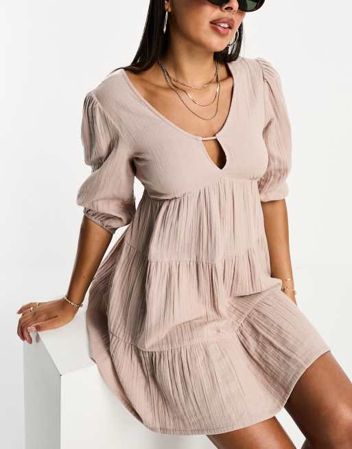 Iisla & Bird tiered mini beach summer dress in blush  , 2 of 4