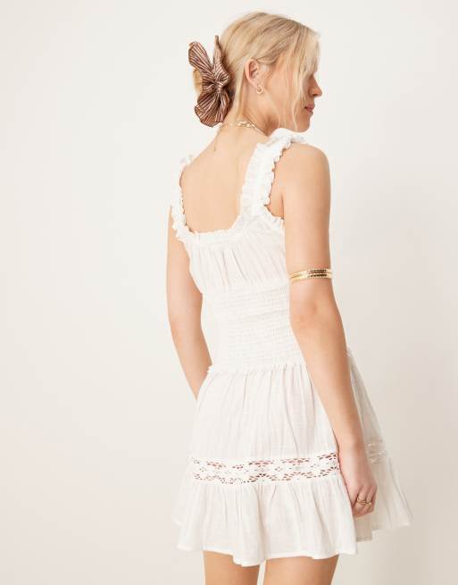 Iisla & Bird - Vestito da mare corto bianco arricciato, 4 di 4