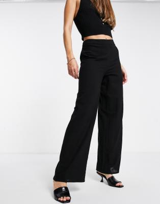 black wide leg beach trousers