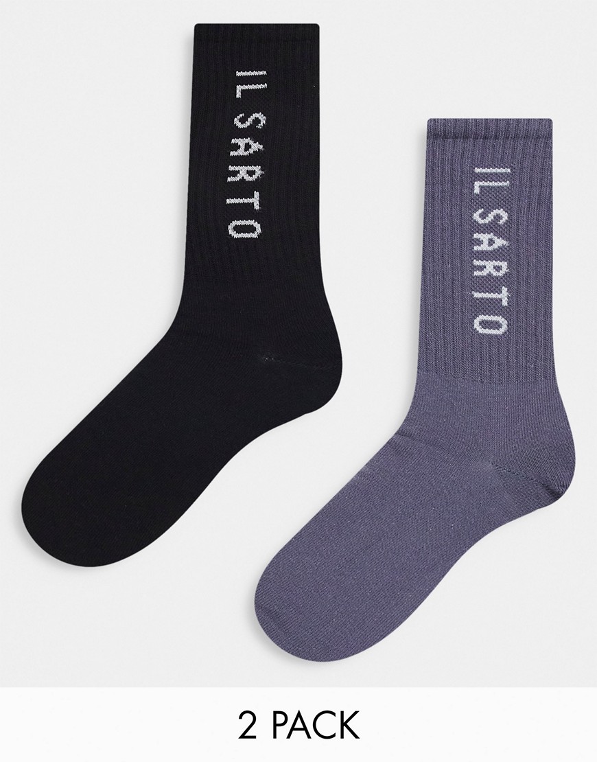 Il Sarto 2 Pack Sports Socks In Gray And Black