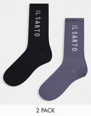 Il Sarto 2 pack sports socks in grey and black