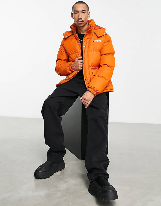 Il Sarto - back print panelled puffer jacket in orange