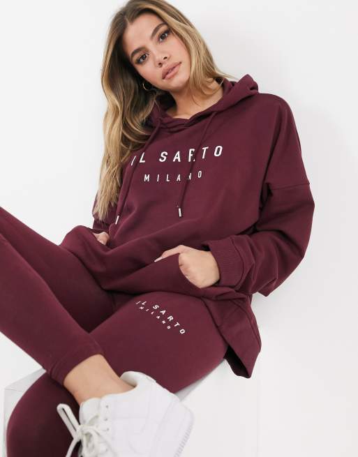 Il Sarto – Bordowa bluza oversize z kapturem – część zestawu
