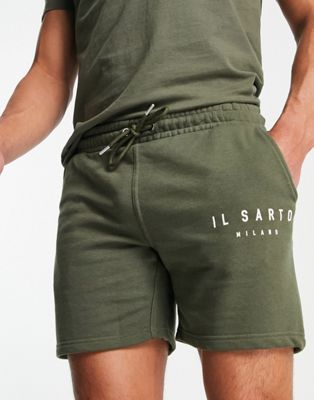 Il Sarto co-ord jersey shorts in olive