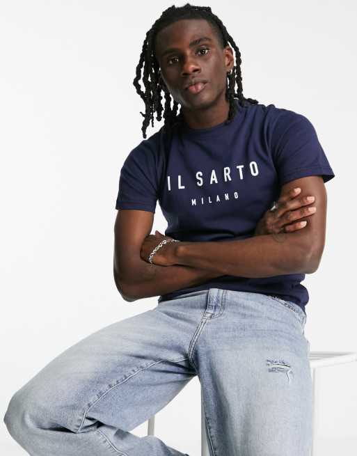 Il Sarto - Core - Slim fit T-shirt in marineblauw