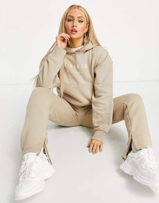 Il Sarto cropped hoodie tracksuit in beige