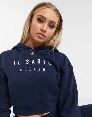 Il Sarto cropped tracksuit hoodie-Navy