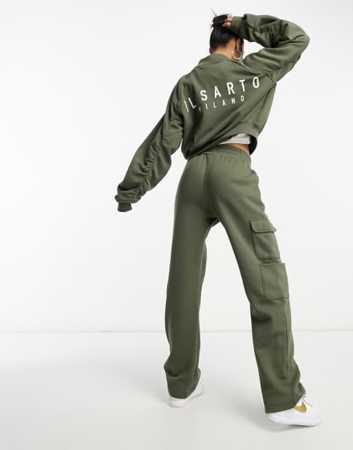 Il Sarto - Giacca bomber kaki con maniche arricciate in coordinato