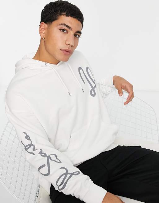 Il Sarto – Kapuzenpullover in Weiß mit Logoprint