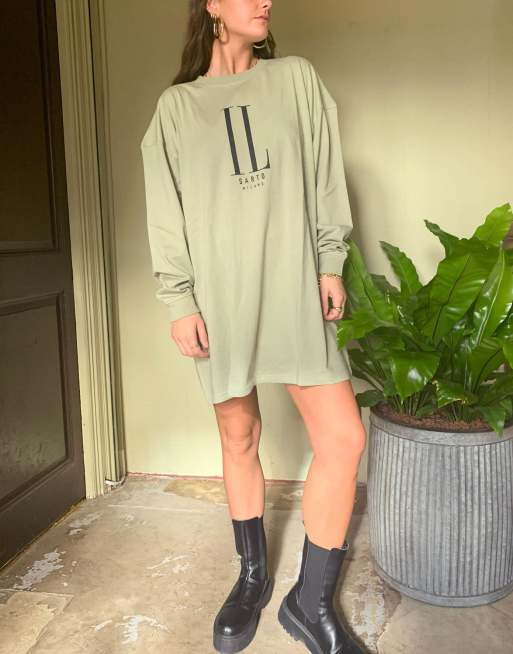 Il Sarto - Langærmet t-shirt-kjole i lys khakigrøn, 4 af 4