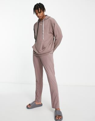 Il Sarto lightweight lounge hoodie and jogger set in brown - ASOS Price Checker