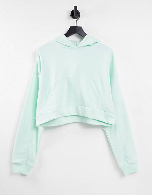 Il Sarto logo cropped hoodie in light green