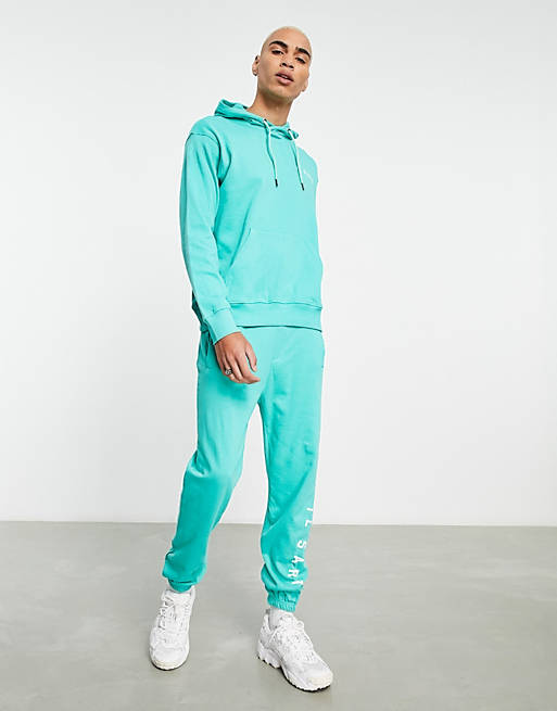 Il Sarto logo hoodie in turquoise (part of a set)